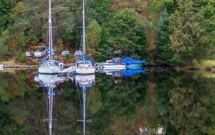Moored Boats Loch Oich by Naomi Ward